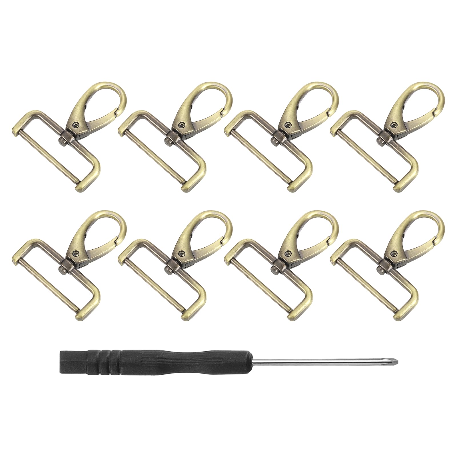 sourcing map 8Pcs Swivel Clasps Hook, 38mm(1.5 Inch) D Ring Detachable Snap Hardware Metal Lobster Claw Clasp Hook with Screwdriver for Purse Keychain DIY, Bronze