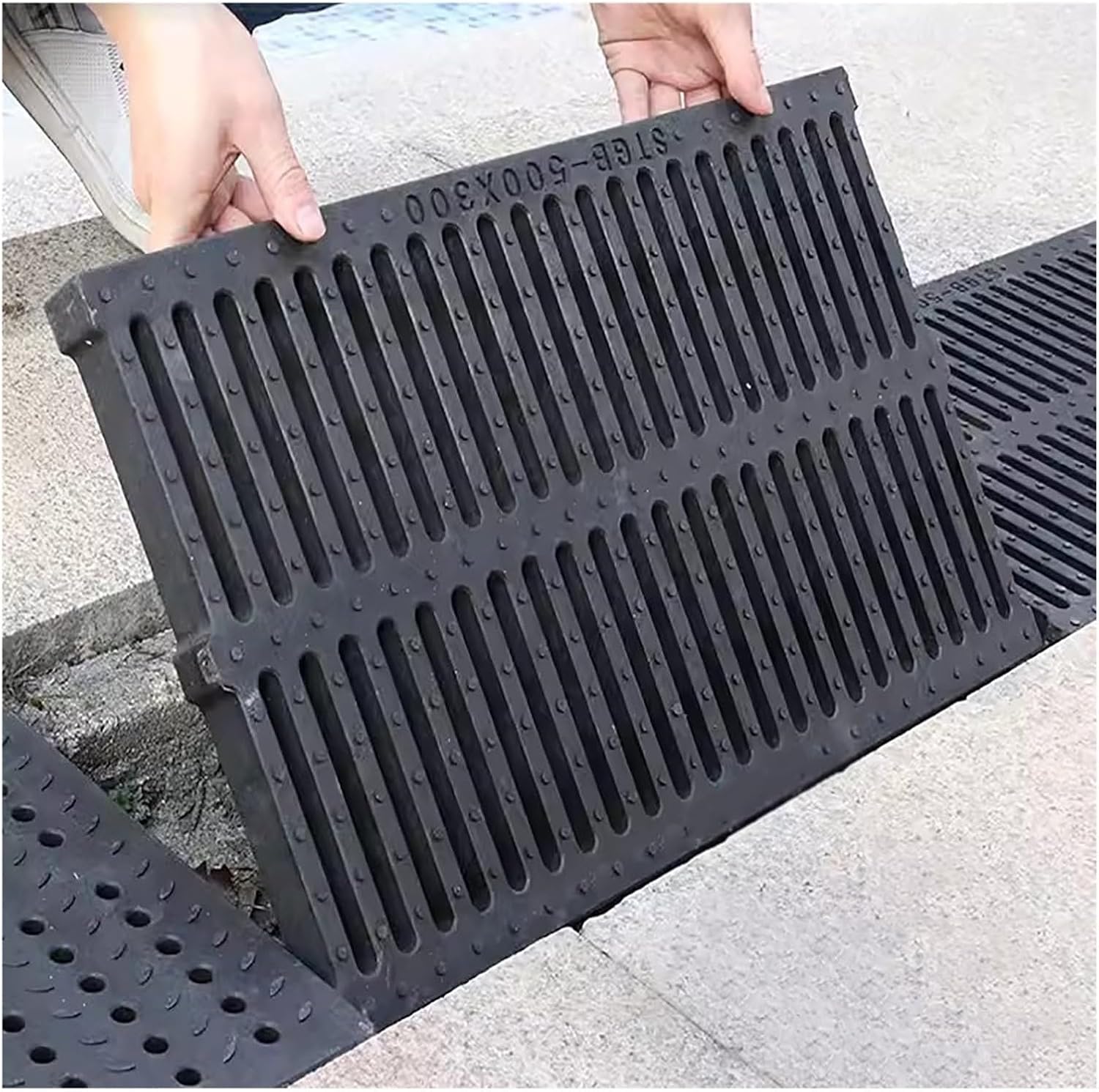 Plastic Grate Sewer Drain Covers | Underground Water Discharge | Floor Channel Drain Covers | Outdoor Rainwater Well Gutter Plates(50X30X3CM/19.5X11.7X1.17IN)