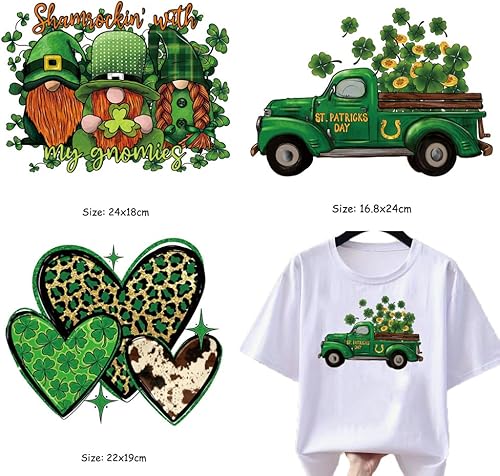 Miniatura 7 de Parches para planchar del día de San Patricio para ropa, trébol de la suerte, adhesivo de transferencia para planchar, trébol de cuatro hojas,