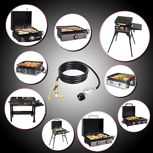 Miniatura 7 de MCAMPAS Manguera de propano de conexión rápida Camper LP de 8 pies con regulador para parrilla de mesa Blackstone de 17 pulgadas y 22 pulgadas,