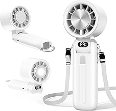 Handy Fan Cooling Plate Included, 2025 Model, 100 Levels of Wind Power Adjustable, 160° Folding, Portable Fan, Cooling Sensation, Handheld Fan, 5,000 mAh, Long Operation, Strong Wind Power, Small