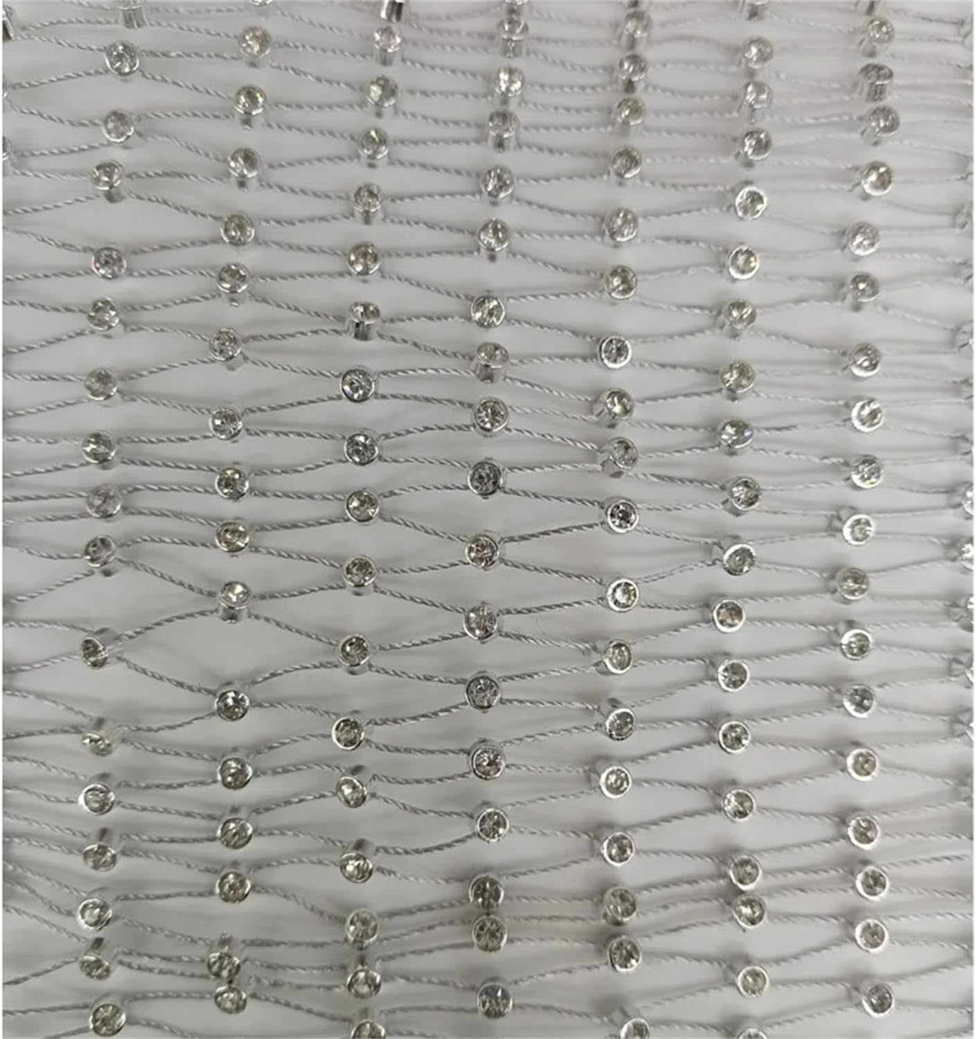 60X90cm Silver Shiny Stretch Crystal Rhinestone Fishnet One Yard Mesh Sheer Cutout Fabric 2024 Ins Popular Designer DIY Wedding Dresses, Gift Wrapping Mask Decoration (Silver, 5 Yard)