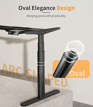 MAIDeSITe Height Adjustable Standing Desk Frame with Oval Leg Design, Dual Motor Electric Standing Desk Sit Stand Desk with 62-125cm, 4 Memory Keyboard and Anti-collision System