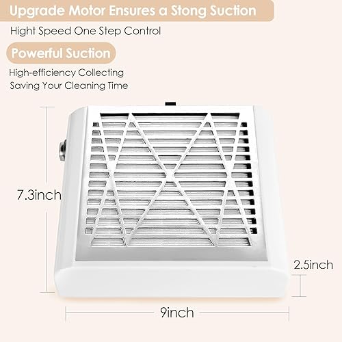 Miniatura 5 de CoFashion Colector de polvo de uñas para eliminar el polvo de uñas, colector de polvo acrílico de uñas, potente colector de plumero de uñas, filtro