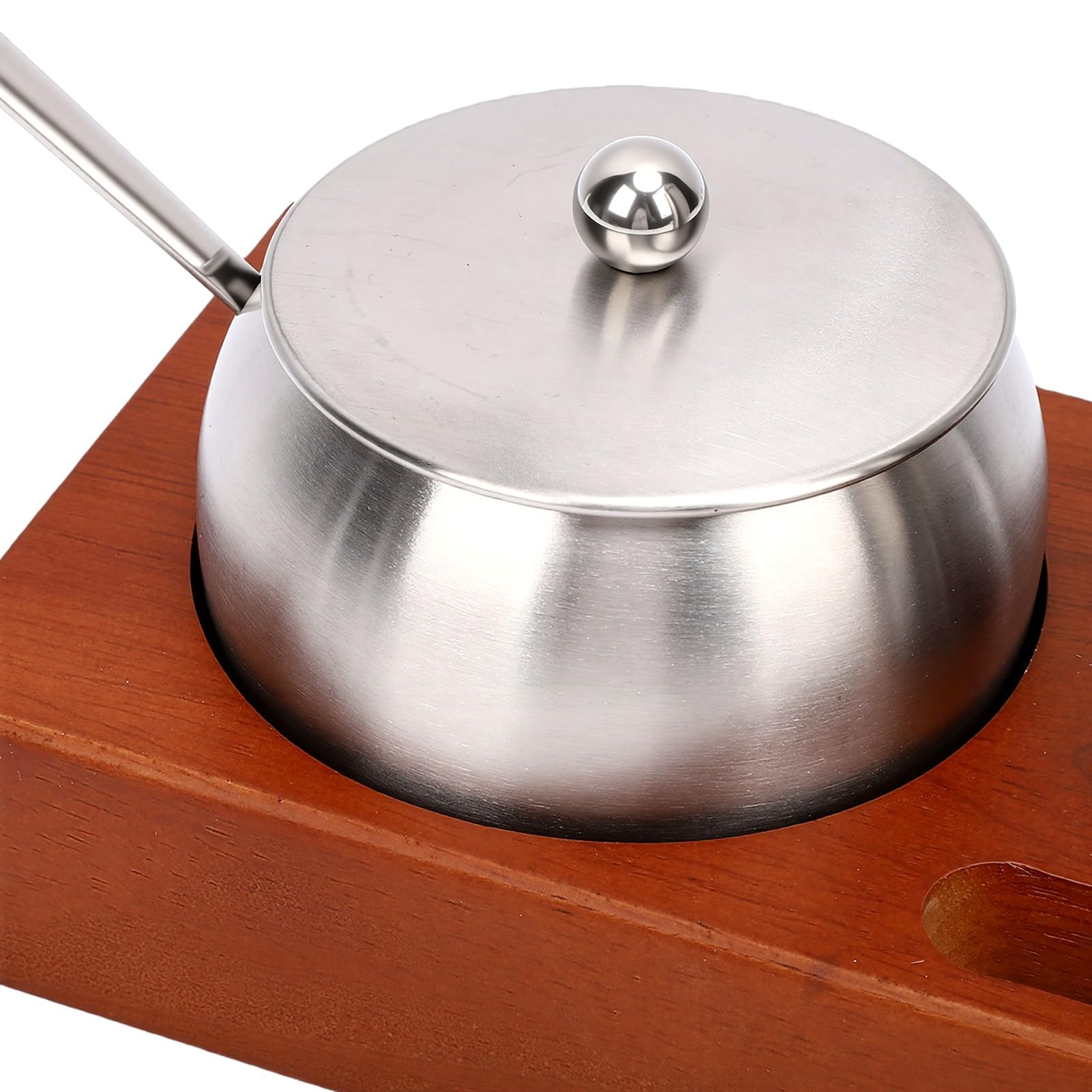 Tnfeeon Juego de Botellas de Condimento con Base de Madera de Roble, Juego de Dispensador de Condimentos de Acero Inoxidable 304, Almacenamiento Hermético de Aceite, Vinagre, Sal y Azúcar,