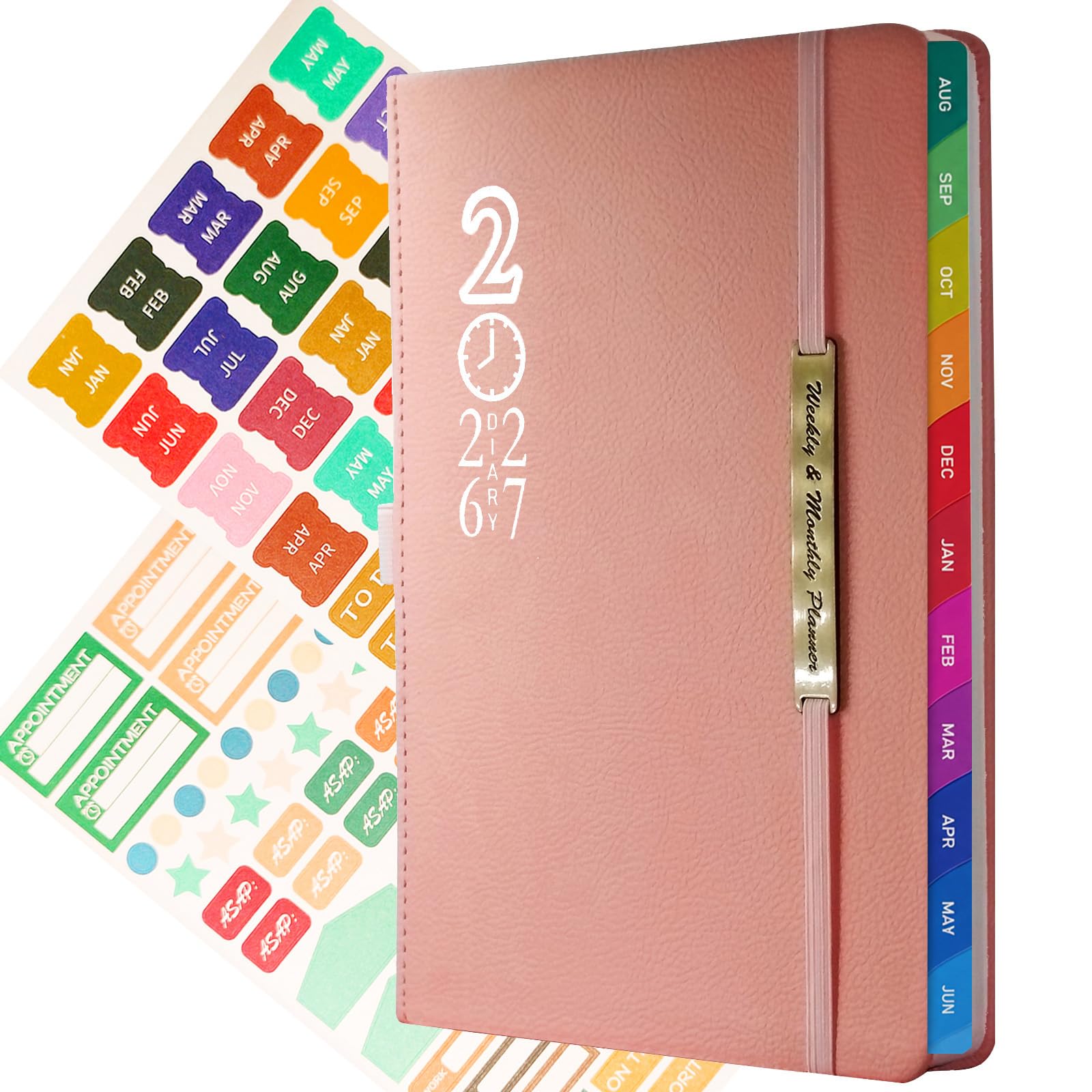 Academic diary 2026-2027 - 18 Month Diary a5 Week to View From Jul 2026 to Dec 2027 with Monthly Tabs, 100GSM Paper (Pink)