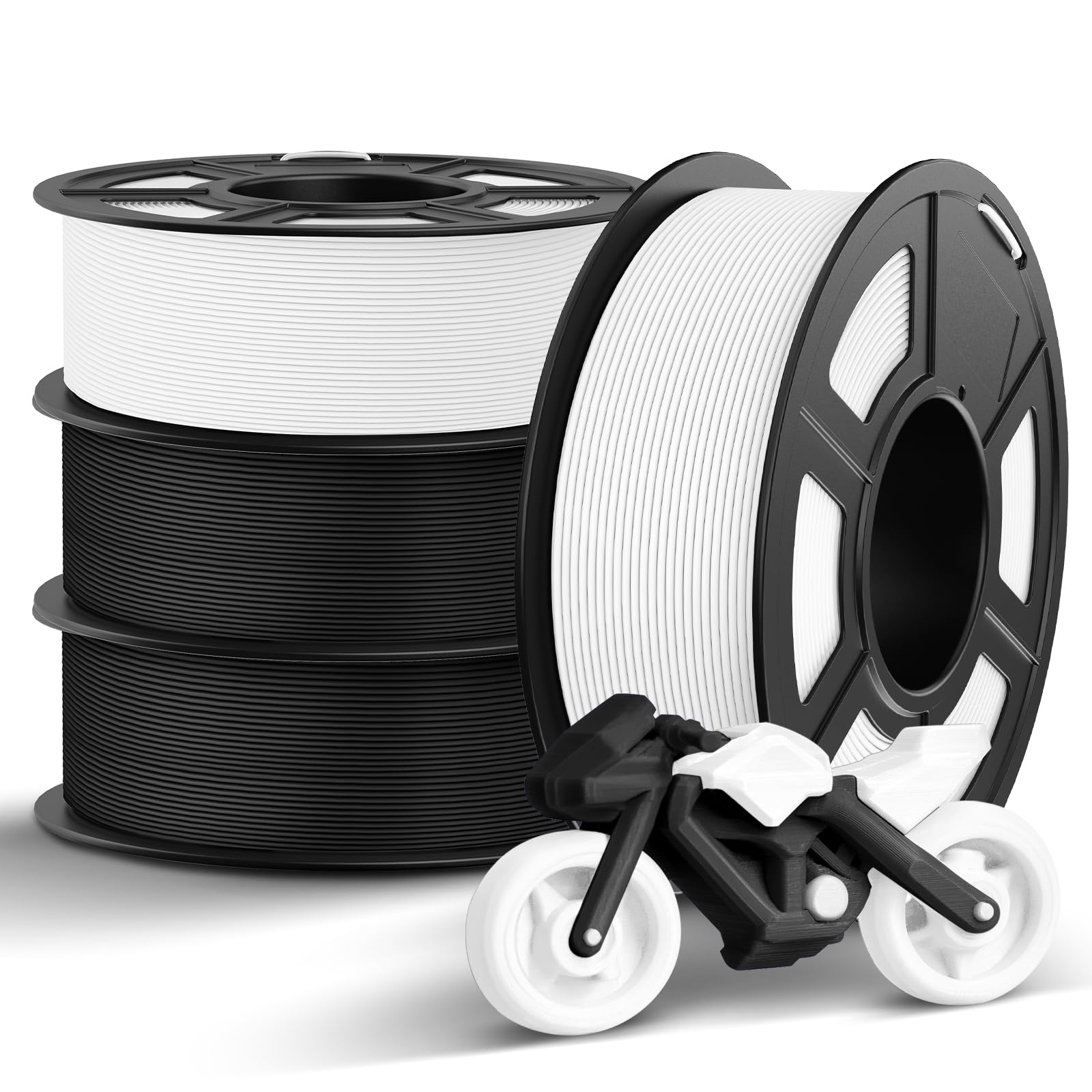 TECBEARS Rapid PETG Filament 1.75mm, 4kg Black+Black+White+White