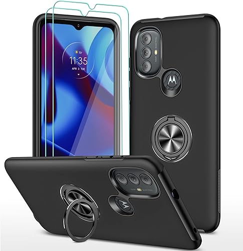 Funda para Moto G Pure, Moto G Power 2022 con 2 protectores de pantalla de vidrio templado, funda invisible de grado militar para Moto G verde puro