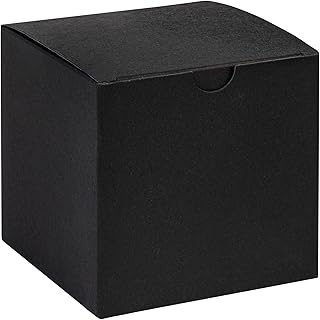 Hammont Cube Black Gift Tuck Top Boxes (18 Pack) | 4x4x4â€ Small Paper Boxes | for Party Favors, Cupcakes, Weddings, Birthday & Christmas