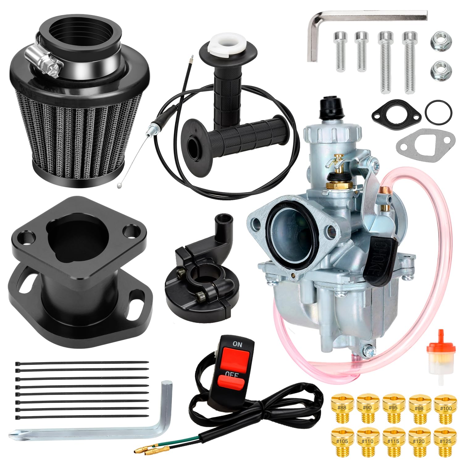 FVRITO Mini Bike 212cc Carburetor Throttle Cable Assembly Jets Kit for Predator 212 196cc 224cc Coleman CT200U BT200X CT200U-EX RB200 Baja Warrior MB200 Axis M200 KT196 Go Kart Parts