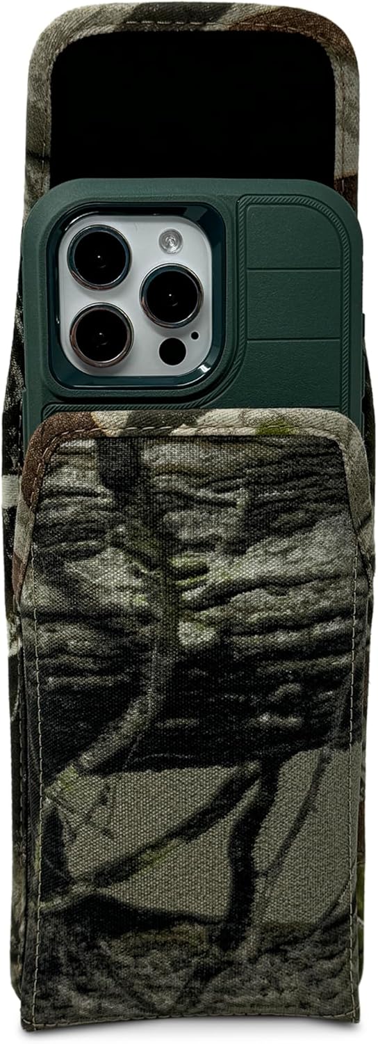 Turtleback Outdoor Camo Holster for iPhone Pro Max, S25 Ultra fits with Defender or Large Case Vertical Holster with Heavy Duty Rotating J Belt Clip