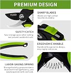 Ensemble de taille de jardin, 20 cm Perçage et ciseaux droit, noir et vert, 2-Pack