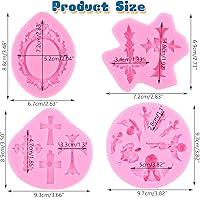 Vista 2 de Mujiang Moldes de silicona cruzados, marcos de fotos, Fondant Angel Baby Candy, marco de fotos barroco, moldes cruzados para baby shower, decoración