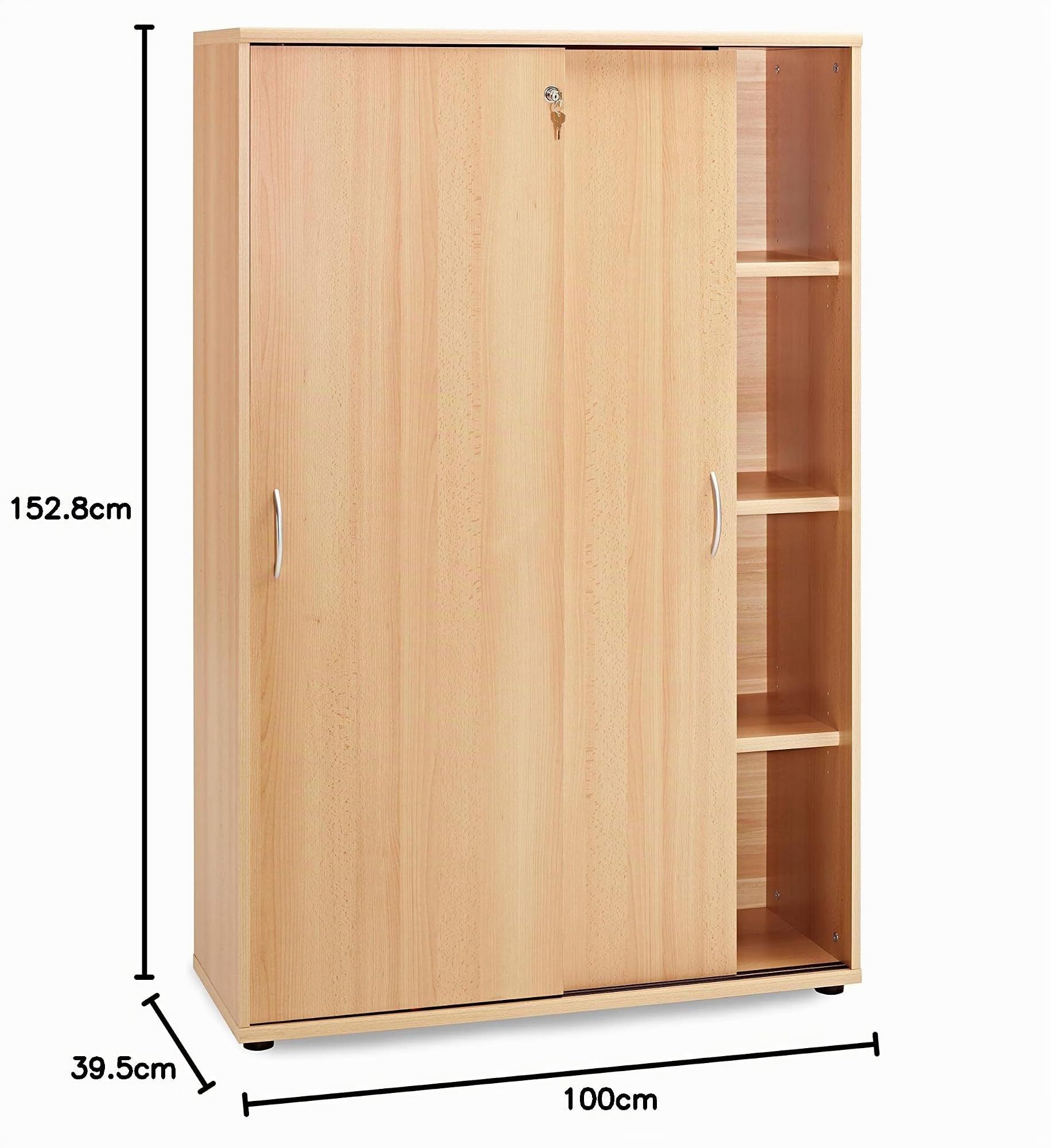 Möbelpartner Manni Aktenschrank, samerbergbuche, ca. 100,0 x 39,5 x 152,8 cm