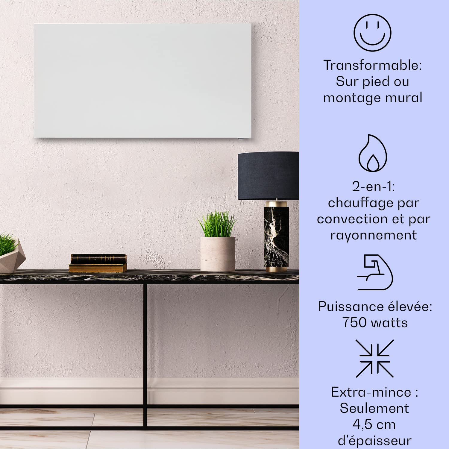Radiateur Infrarouge Klarstein 360W - Intelligent WiFi IP24 - Chauffage Salle De Bain Mural