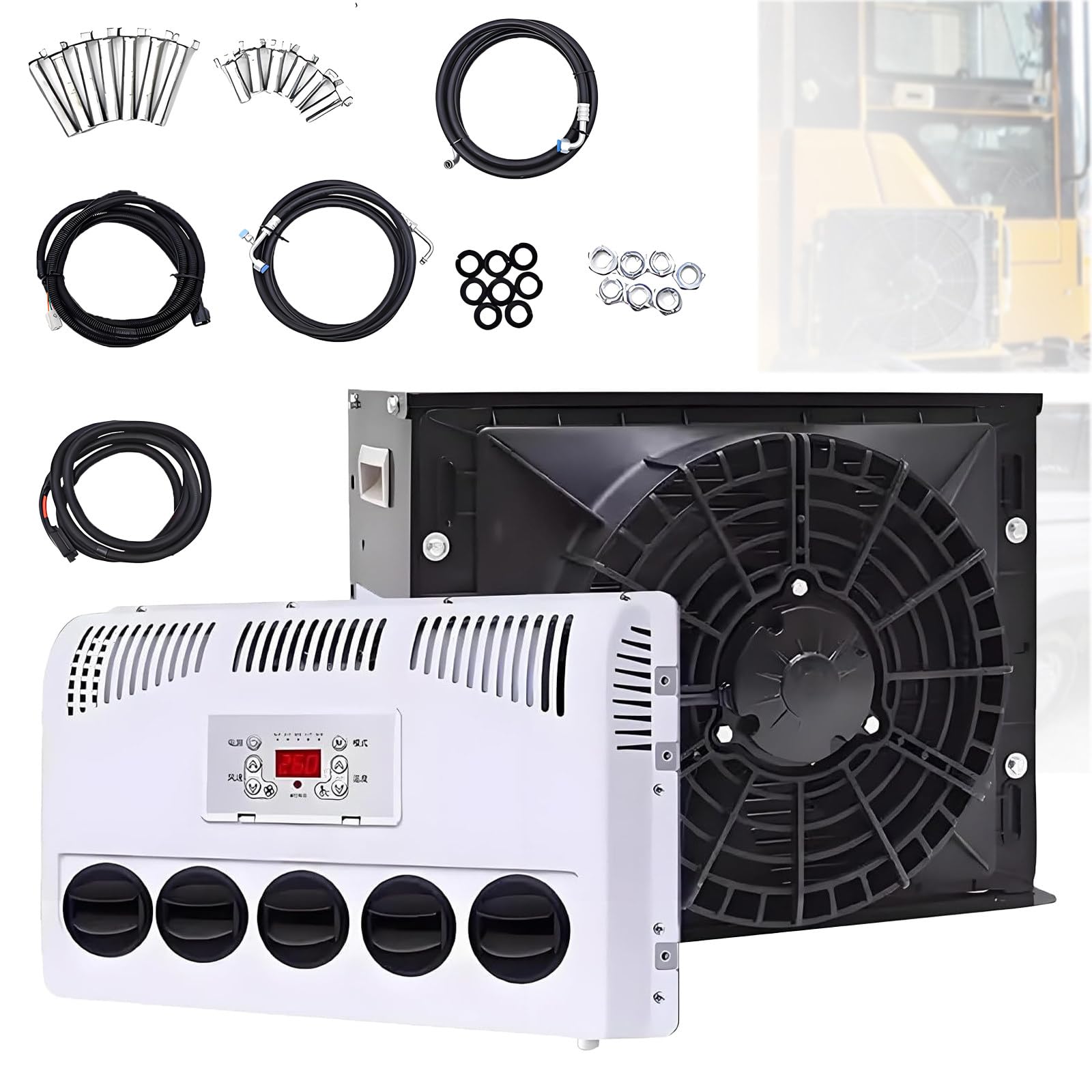 Mini klimatyzator typu split do samochodów kempingowych i ciężarowych, uniwersalny system chłodzenia elektrycznego 12 V/24 V, cichy, idealny do pojazdów kempingowych i samochodów osobowych