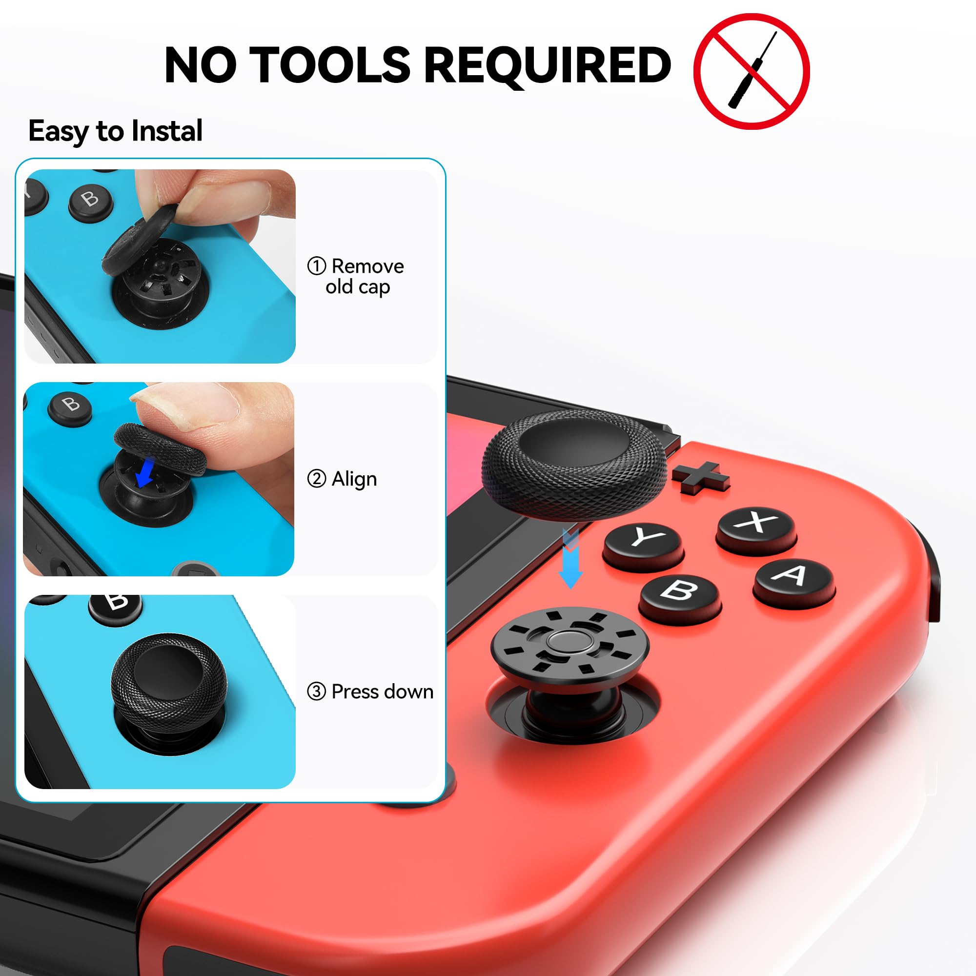 NEWDERY Zapasowe uchwyty na kciuki do Nintendo Switch/OLED/Lite | 10 szt., antypoślizgowe, tekstury diamentu, nakładki na joysticki, akcesoria naprawcze, do Nintendo Switch/OLED/Lite Joy-Con