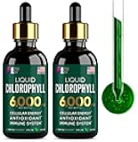 [2 Pack] Chlorophyll Liquid Drops 6000MG – Natural Liquid Chlorophyll Drops for Detox, Energy, Skin – Internal Deodorant – Vegan Chlorophyll Liquid Drops for Kids & Adults – US-made, Non-GMO - 4 Fl Oz