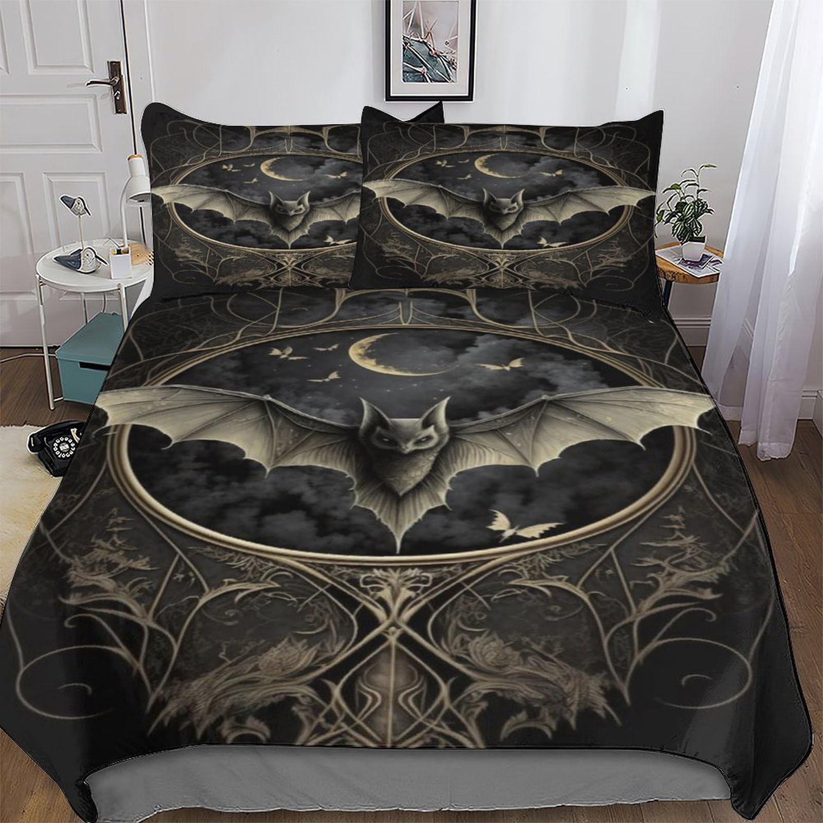 Ggjjtt Boys Bat 3D Duvet Cover Microfiber Bedding Set Quilt Covers With Pillowcases Soft Comforter Cover For Girls Double 200X200cm