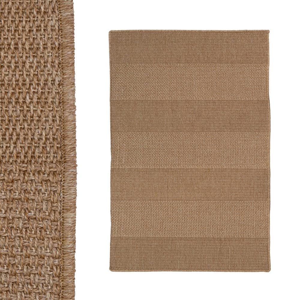 Alfombra de exterior de polipropileno color beige y base látex de 120x180cm