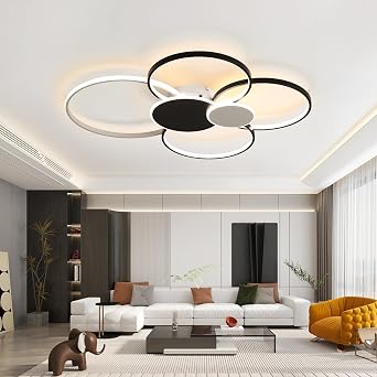 Dimmable LED Ceiling Light with Remote Control - Creative Circle Design Metal Light for Living Room Bedroom Kitchen Dining Room and Office [Energy Class F]