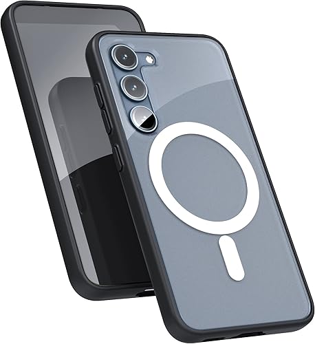 Miniatura 9 de Encased Funda magnética con cargador inalámbrico incluido, diseñada para Samsung Galaxy S23, compatible con accesorios MagSafe (transparentenegro)