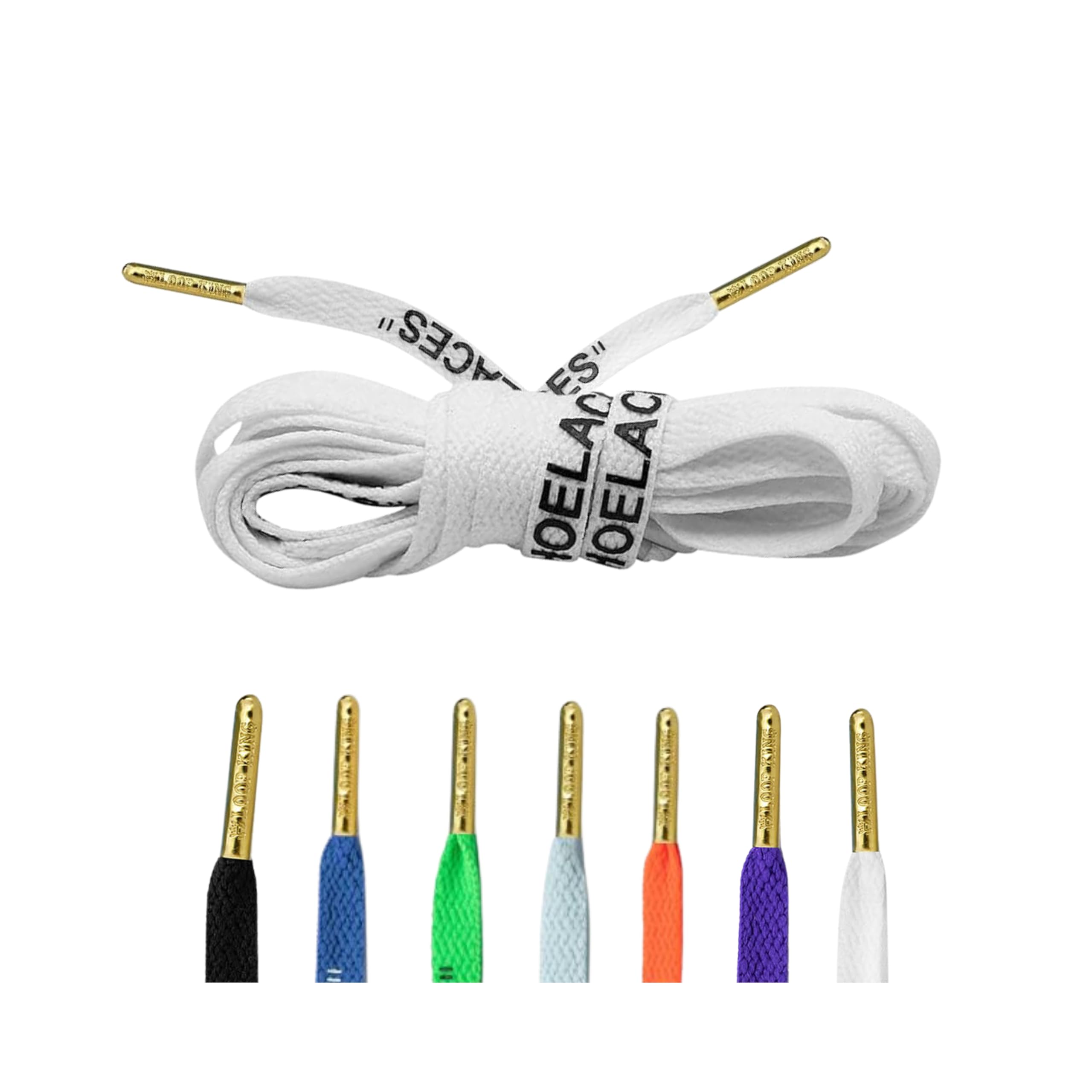 Loop King Laces1 Pair Off White Style Shoe Laces with Gold Tips