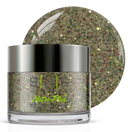 SNS Polvo de inmersión de uñas, polvo de inmersión de color geloso, Agro-Chic (verdeaguacate, brillantina), color de uñas de larga duración dura 14