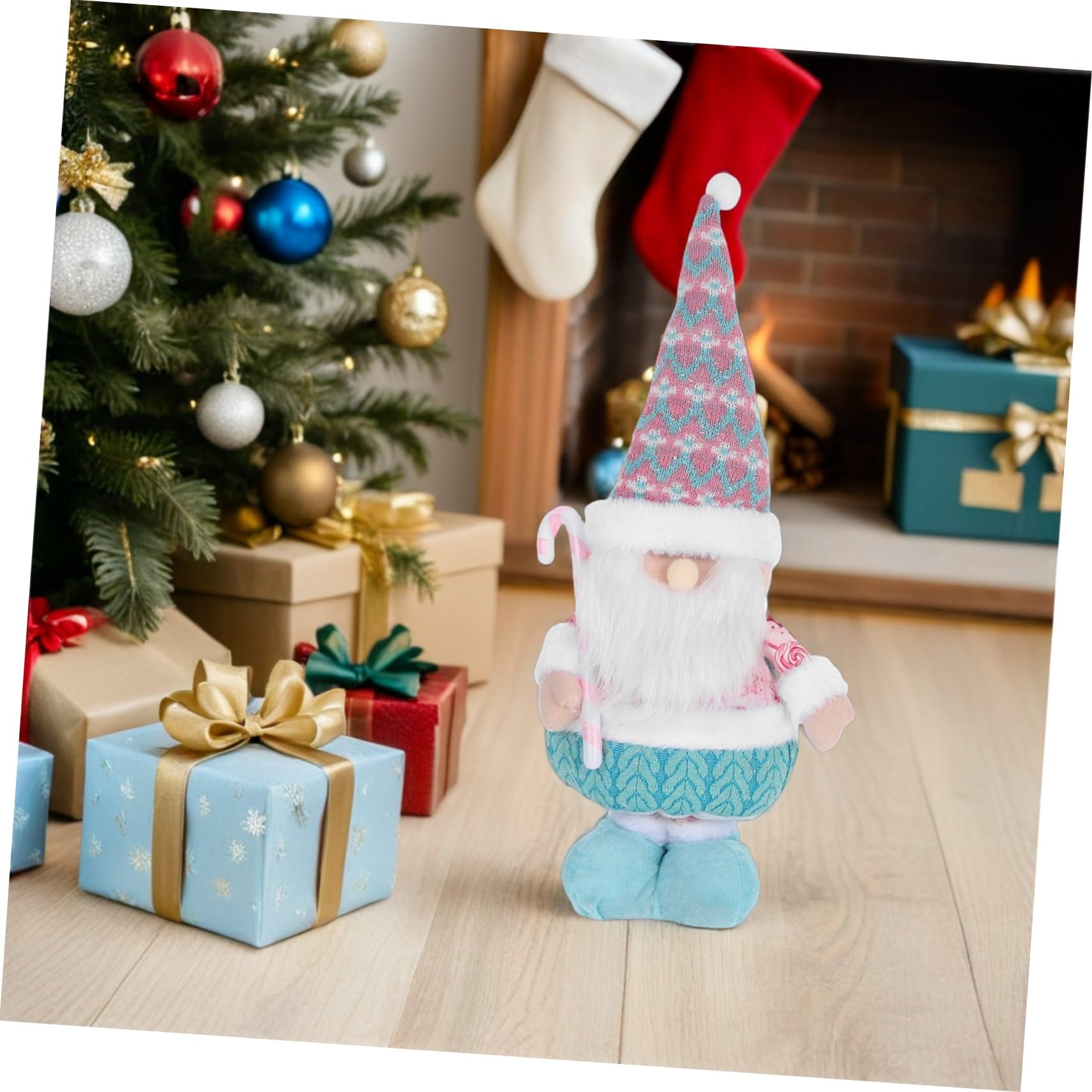 Alipis Statuetta Di Babbo Natale Con Gambe Telescopiche Decorazione Natalizia Da Tavolo Figura Artigianale Per Feste Di Natale Per Ornamenti Di Vacanze