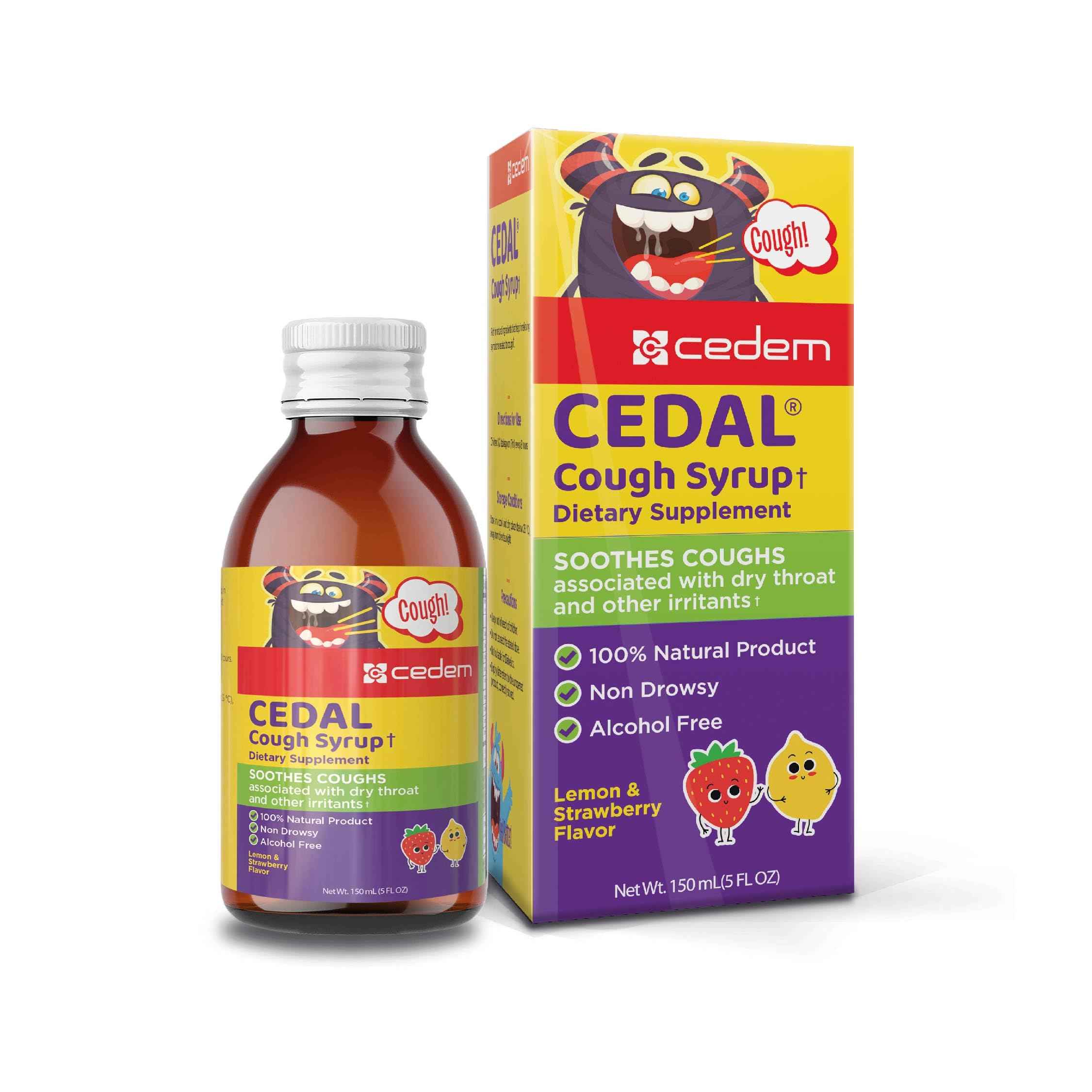Sponsored Ad - CEDEM Switzerland Cough Syrup 100% Natural Soothes Dry Coughs, Throat Relief, Immunity Boosting with Honey & Chamomile, Alcohol-Free, Family Friendly Cough Syrup for Kids & Adults Cough, 5 FL OZ