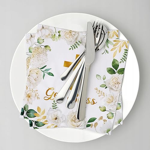 Miniatura 5 de 20 servilletas de bautismo, servilletas de papel desechables de 2 capas religiosas cruzadas para niñas y niños, recién nacidos, baby shower, primera