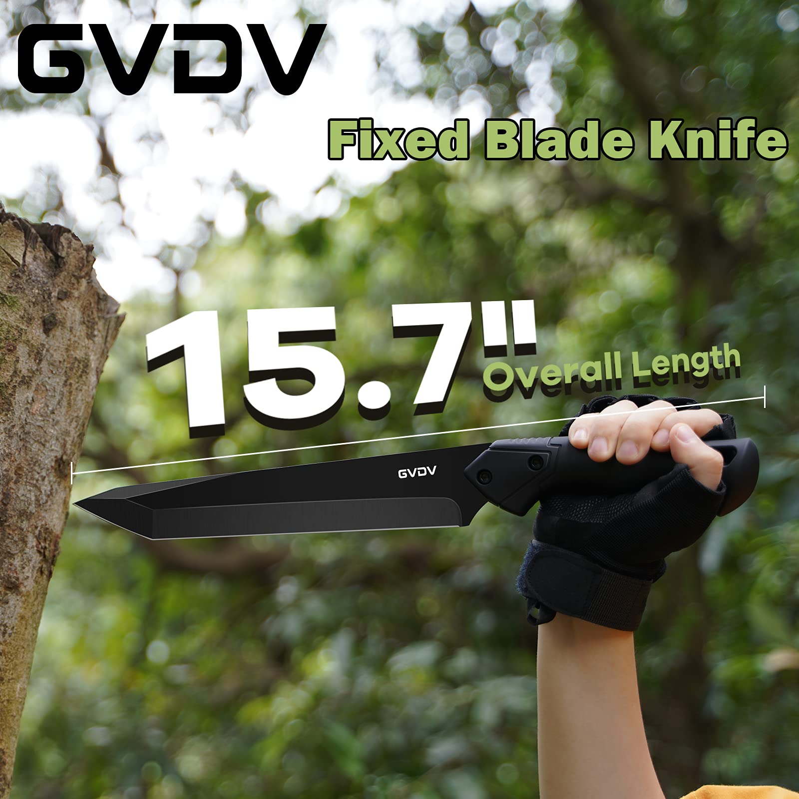GVDV Cuchillo de Hoja Fija Tanto para Caza y Supervivencia con Funda