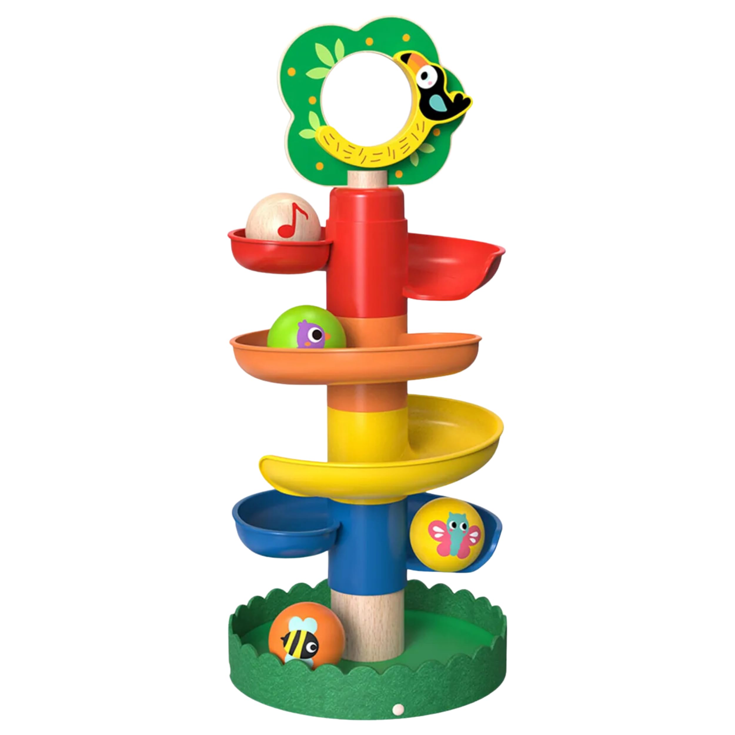 Wooden Ball Drop Tower Toy - Colorful Spiral Ramp Run with Rolling Balls - Sensory Toy for Toddlers, Hand-Eye Coordination & Fine Motor Skills Development