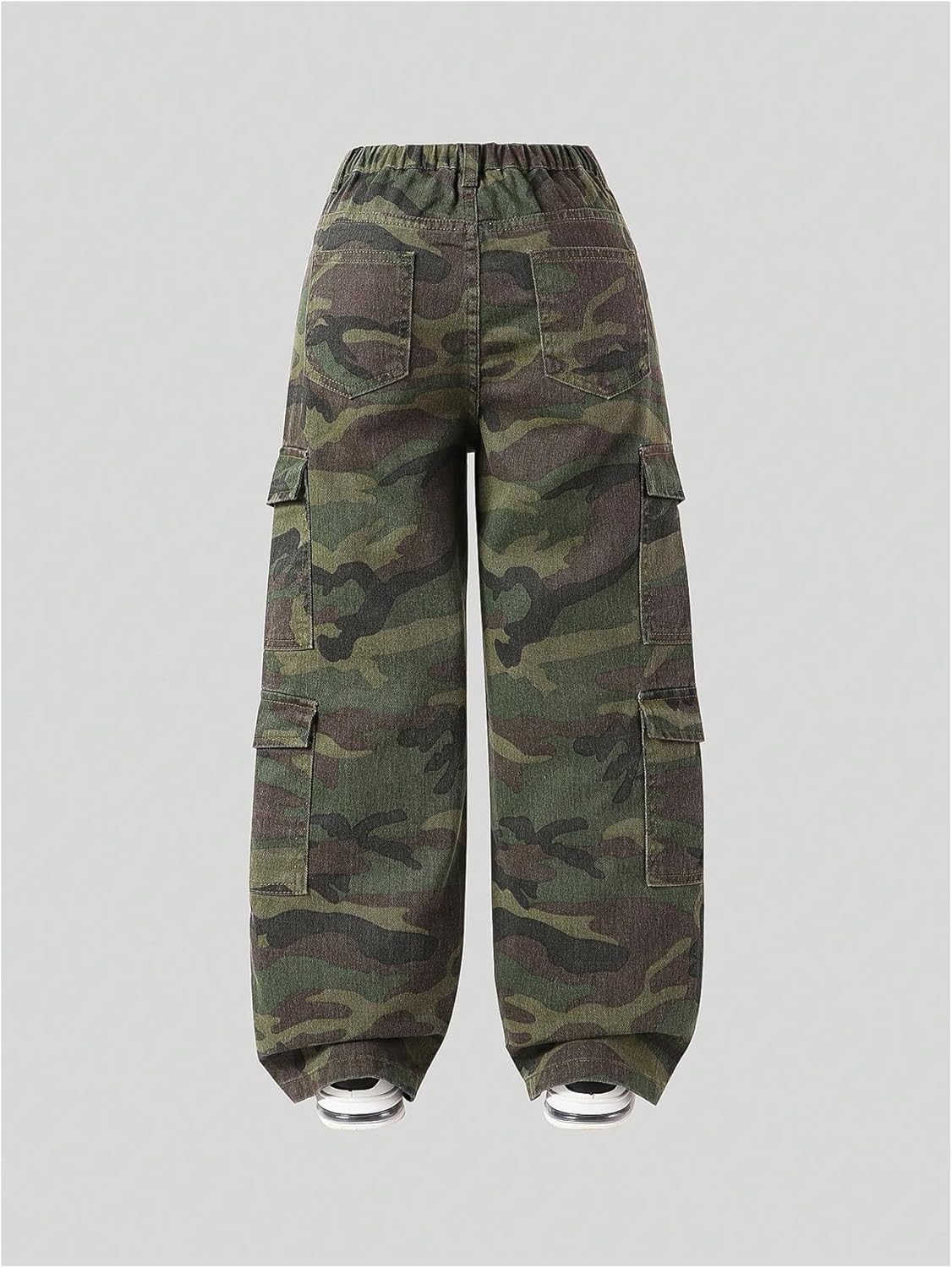Verdusa Girl's Y2K Camo Cargo Pants Loose Straight Leg Denim Pants with Pockets