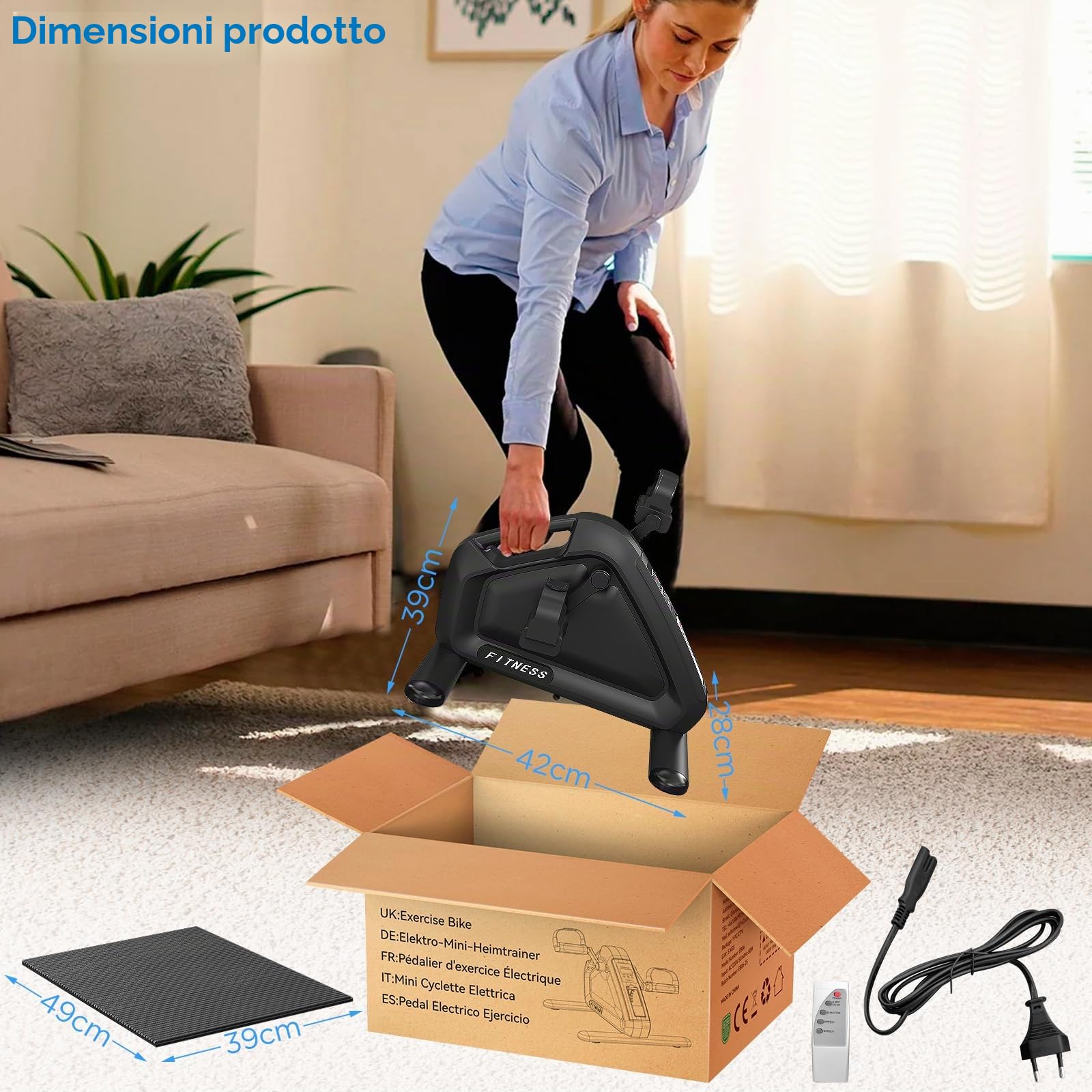 Pedaliera Riabilitazione Elettrico Per Anziani, 10 Livelli Velocità Cyclette Da Ufficio Per Braccia E Gambe, Telecomando Con Motore Silenzioso, Per Anziani E Lavoratori