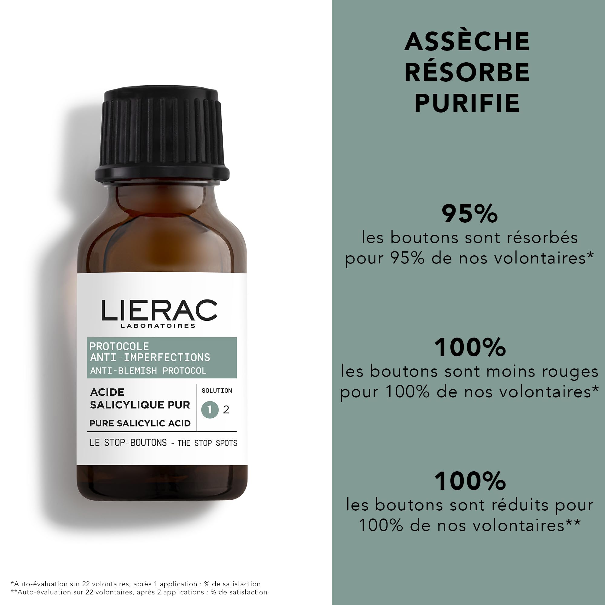 Lierac - Protocole Anti-Imperfections - Stop-Boutons 15ml - Soin SOS Nuit Immédiat qui Purifie, Assèche et Réduit les Marques - Enrichi en Acide Salicylique, Zinc et Calamine
