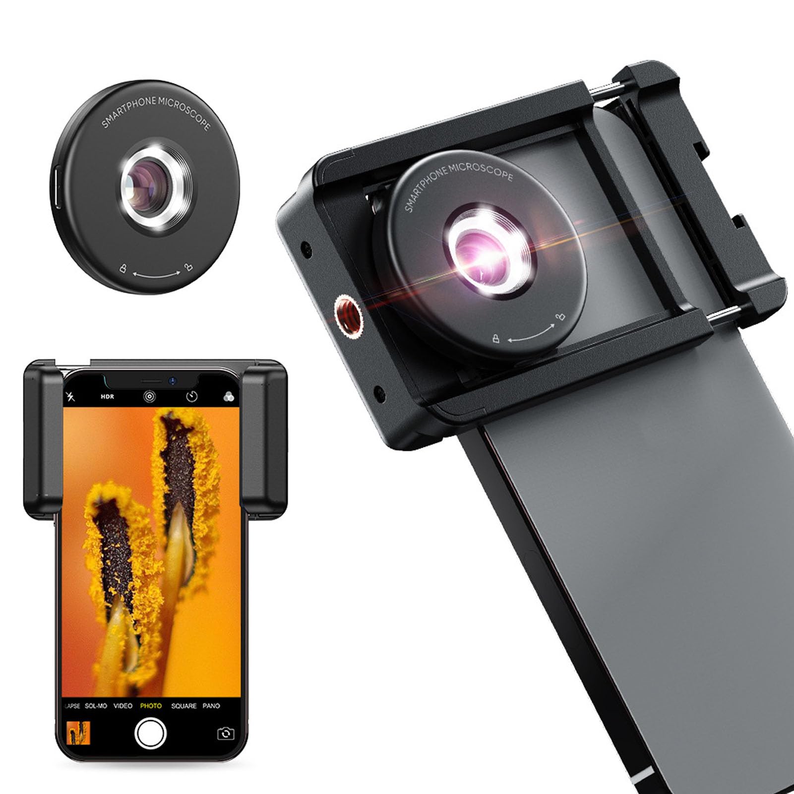 Lente Macro per Telefono, Microscopio Tascabile Mini con Luce