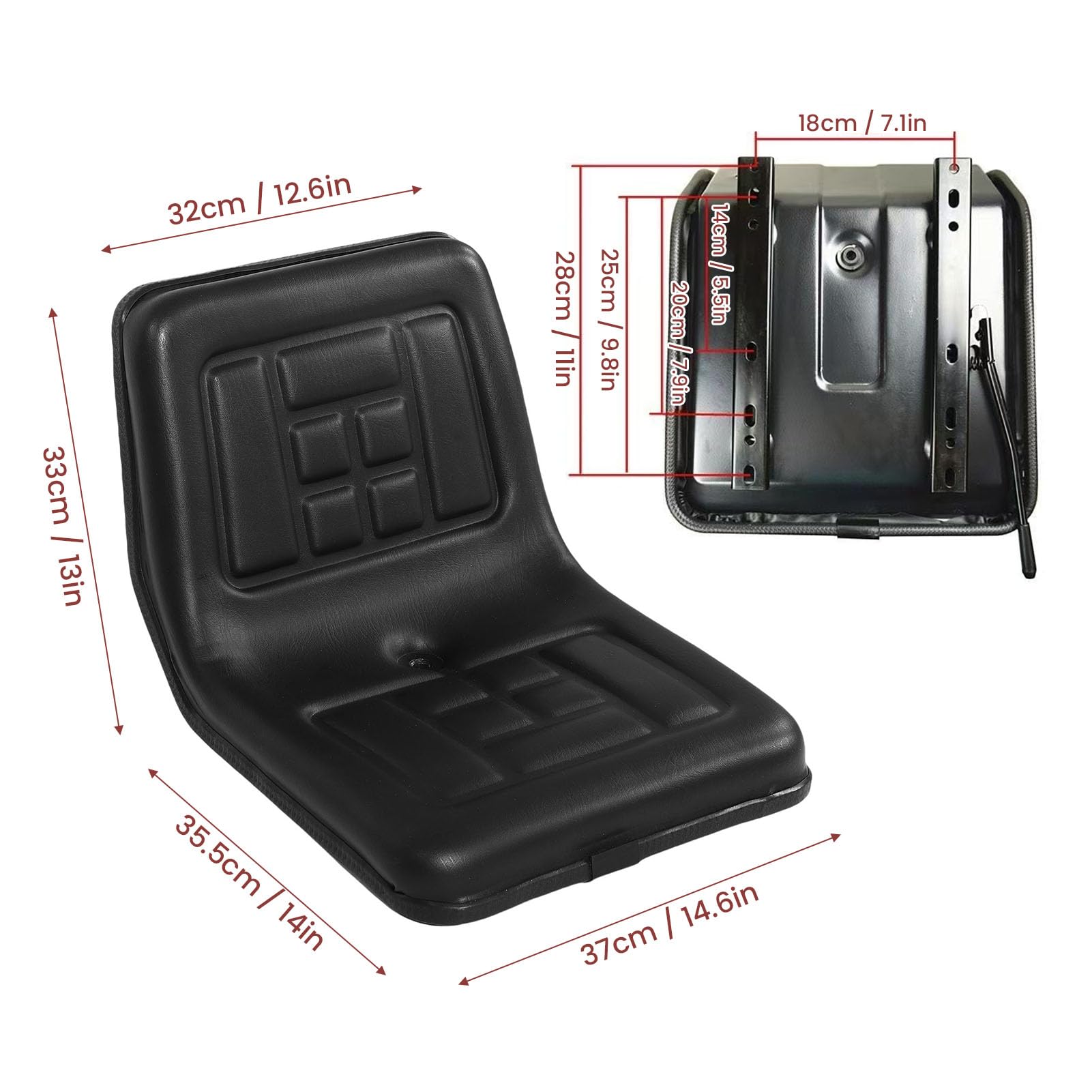 CHICIRIS Ajuste Universal para Asiento de Tractor Diseño Ergonómico con Ajuste Deslizante para Oruga para Maquinaria Pesada Negro de Larga Duración