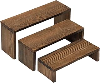 3-Tier Wood Display Risers – Versatile Food Display Risers for Party, Desktop Organizer for Home, Office & Kitchen, Multi-Purpose Wooden Shelf for Plants, Collectibles(9.5/8.5/7.5 in)