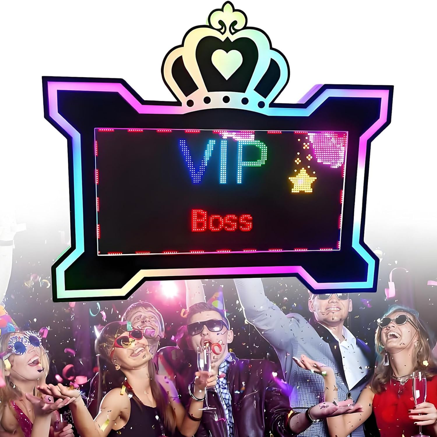 LED Letter Bottle Presenter, Night Club Signs VIP Custom Service with APP Programmable Scroll Play RGB Color Display Screen, for Club, Night Club, Party, Bar BigScreen