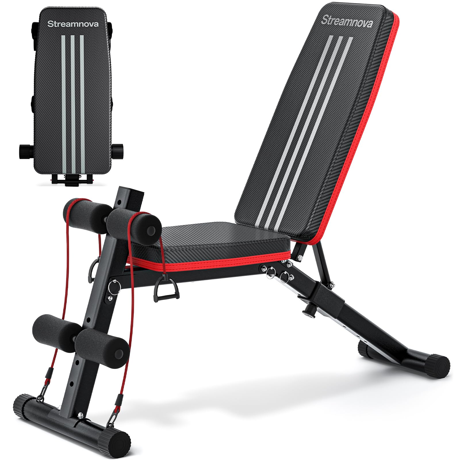 Weight Bench, 1000LBS Capacity 36-Position Adjustable Folding Weight Bench For Home Gyms, 90° To -30° 29.8-Inch Extended Backrest, Suitable For Bench Press Strength Training