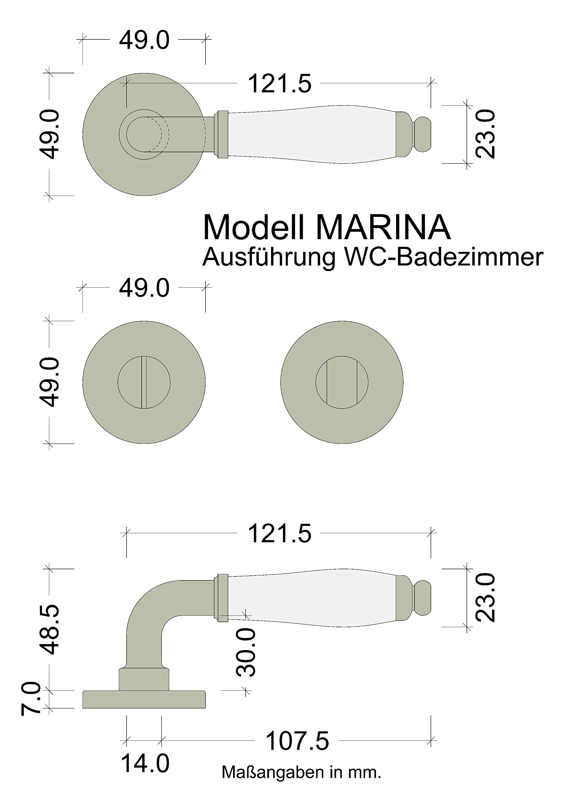 JUVA Marina 108 - Juego de manillas para puerta (latón y porcelana), color blanco