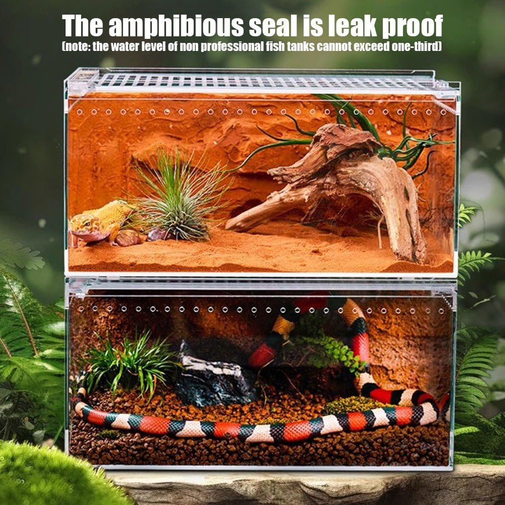 Terrarium dla gadów, przezroczyste akrylowe terrarium dla gadów, pudełko do karmienia gadów, pudełko do karmienia owadów z otworami powietrznymi