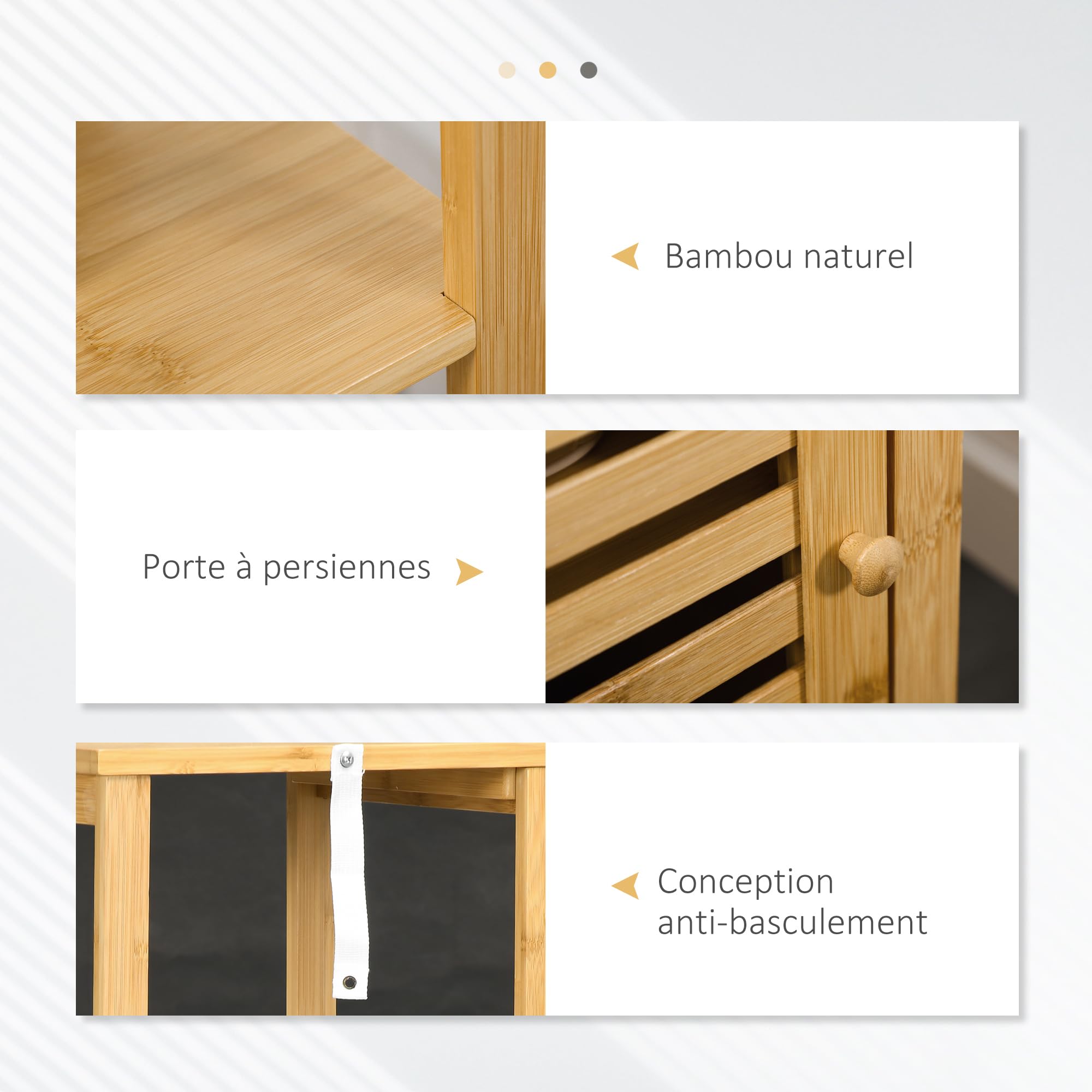 kleankin Meuble Colonne Salle de Bain en Bambou, Armoire de Salle de Bain Haute avec 2 étagères Ouvertes et Placard, Meuble de Rangement pour Salon, WC, 32,9 x 29,9 x 120 cm, Bois Naturel