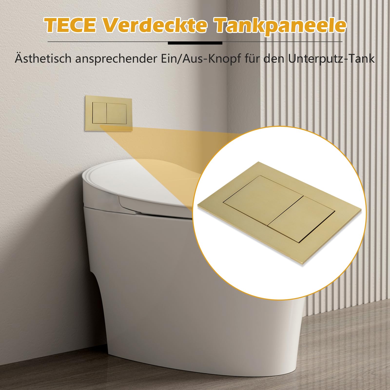 Placa de accionamiento, placa de presión cromada y plástico, cisterna de inodoro, piezas de repuesto compatible con TECE, placa de descarga doble con tecnología de doble flujo, para cisternas ocultas