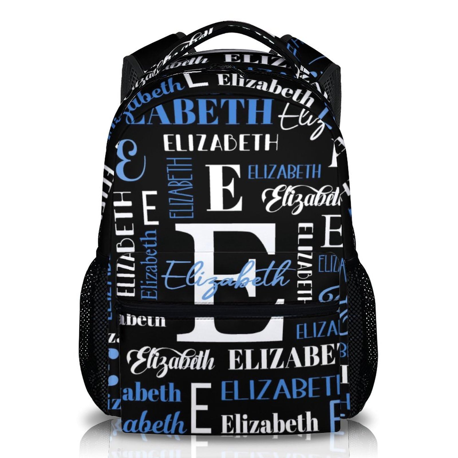 Homexzdiy School Backpacks for Kids, Boys Girls Backpack, Personalized Name Black Bookbag for Teens Children, 17 Inch Lightweight School Bag for