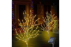 2-Pack 3FT 140LED Solar Birch Tree Lights for Outdoor Christmas Decorations