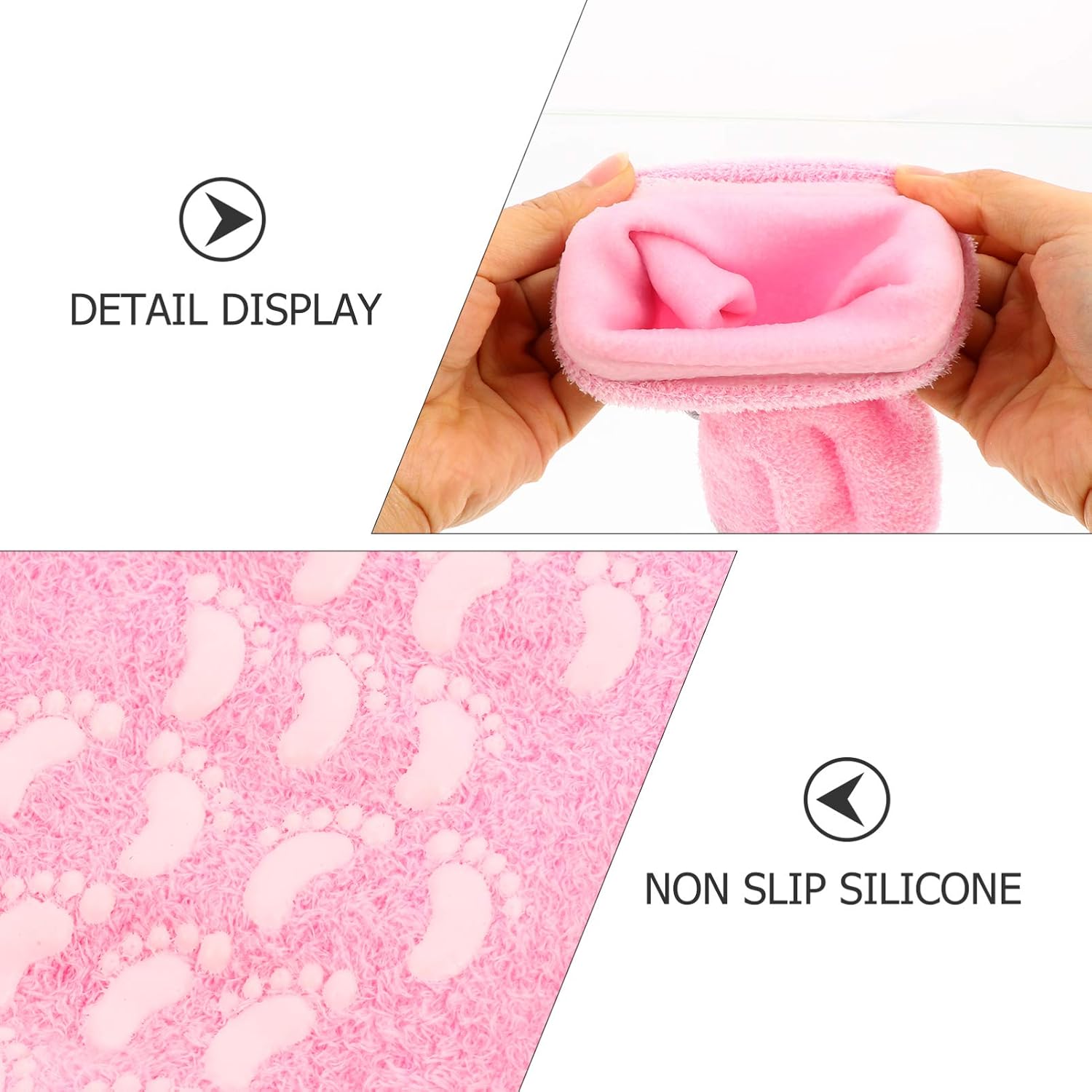 FRCOLOR 1 Set Moisturizing Gel Socks Gloves Hard Feet Rough Heel Hand Socks Gloves Set Full Finger Softening Gloves for Women Ladies Pink - Image 5