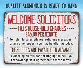 Amazon.com: Metal Sign - Welcome Solicitors, This Household