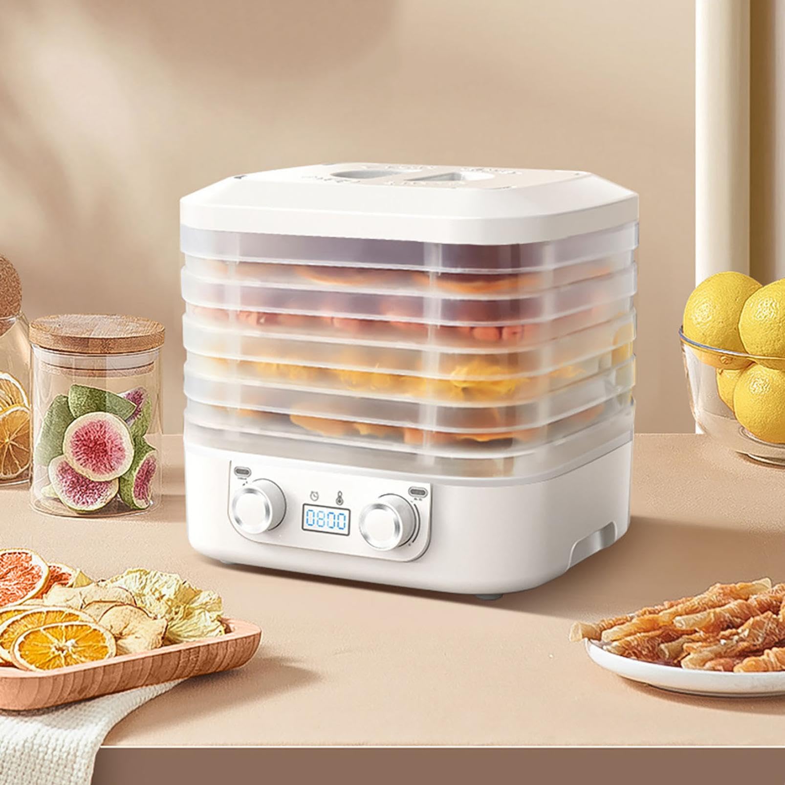 Máquina de liofilización de alimentos para el hogar con 5 bandejas, secadora de dulces con temporizador inteligente y control de temperatura, cafetera de botanas liofilizados para almacenamiento de